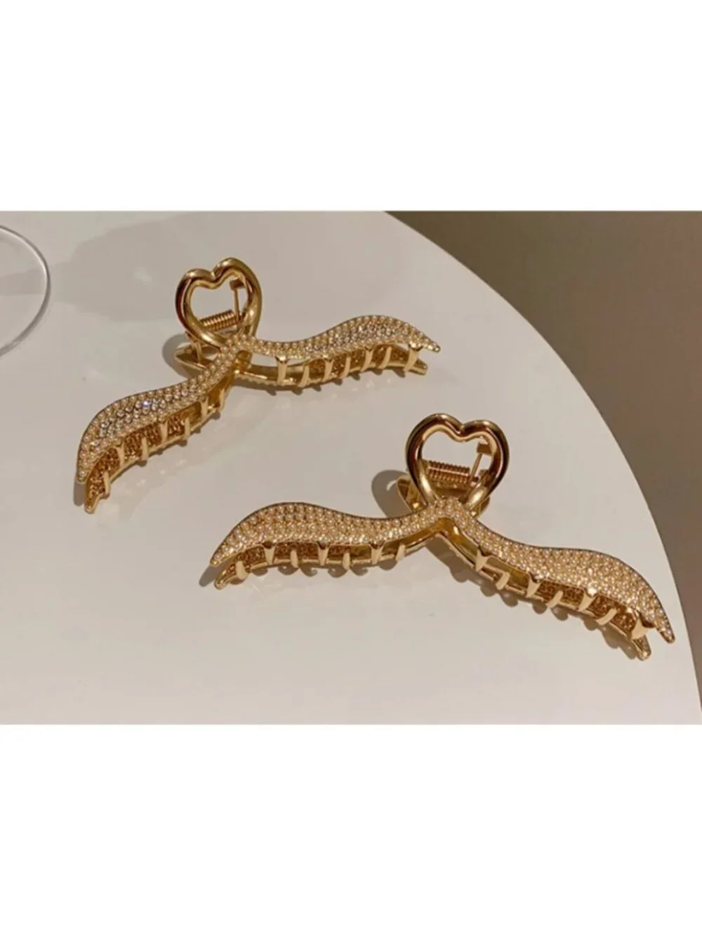 Elegant Pearl & Rhinestone Wavy Hair Claw Clip Metallic Statement Hair Accessory